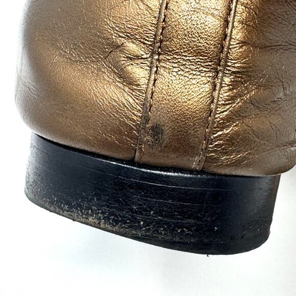 Chanel Metallic Bronze Leather Ballet Flats | CC Logo Ballerinas Size 37 | 6.5 - Picture 6 of 12